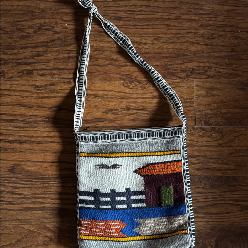Vintage handwoven Wool Crossbody Bag
